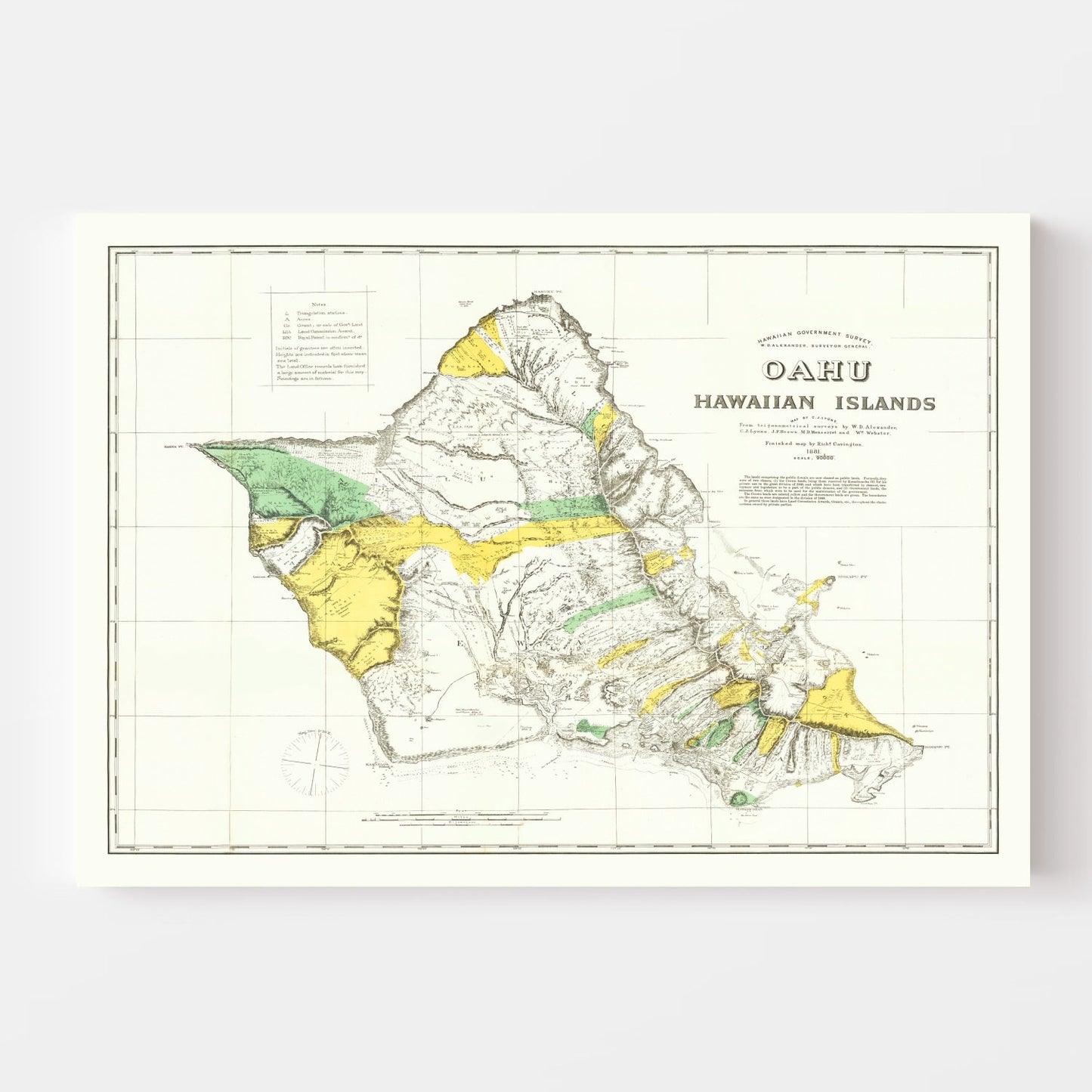 Vintage Map of Oahu, 1881