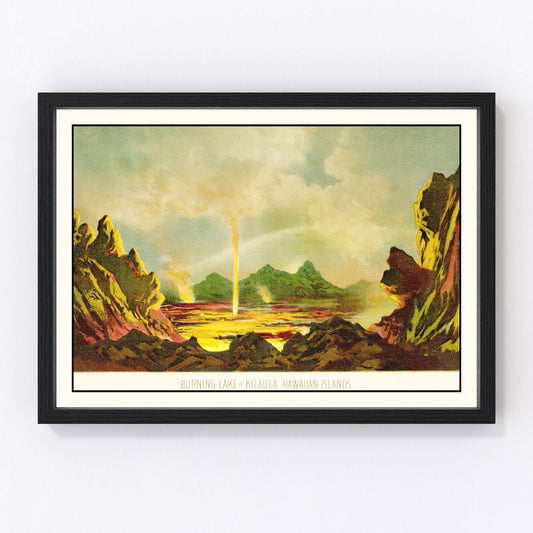 Vintage Map of Burning Lake of Kilauea, 1884