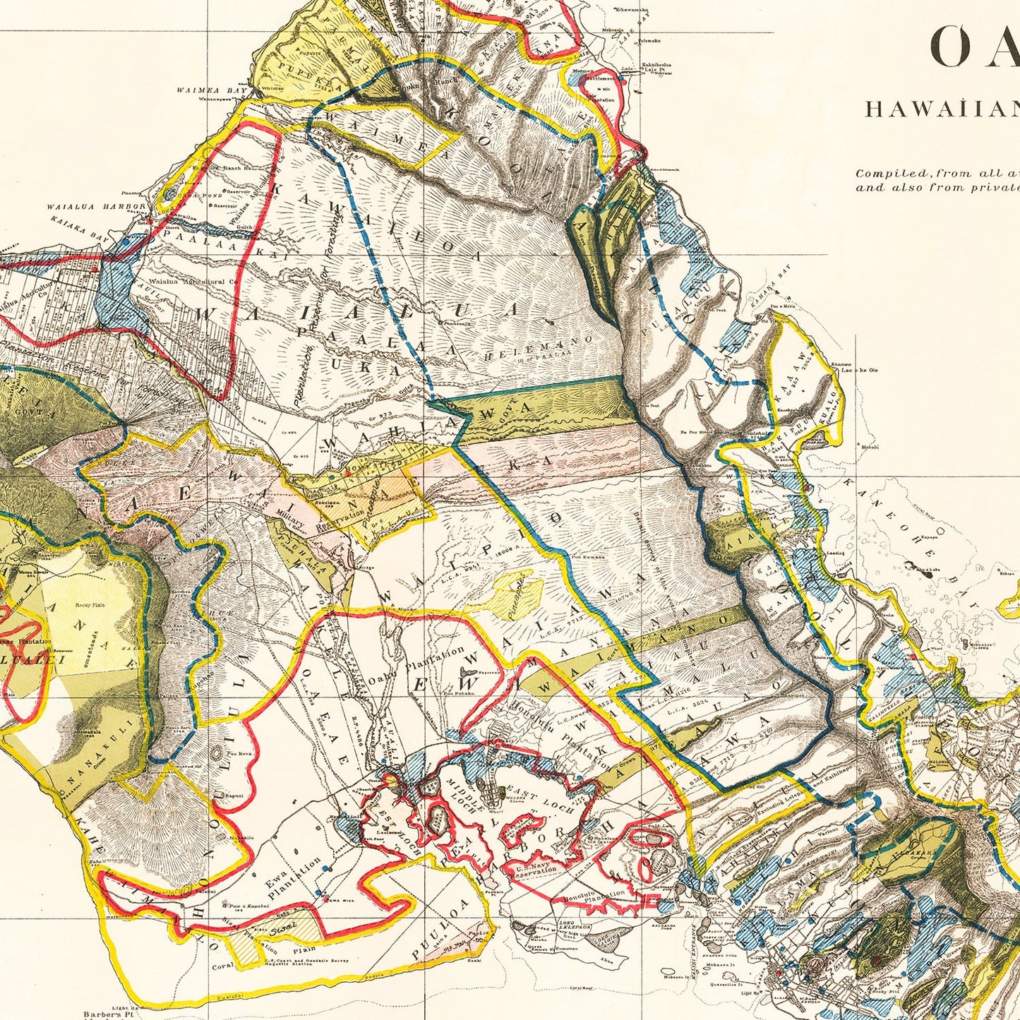 Vintage Map of Oahu, 1902