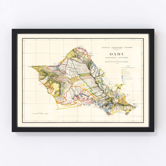 Vintage Map of Oahu, 1902