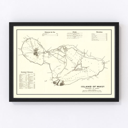 Vintage Map of Maui, 1924