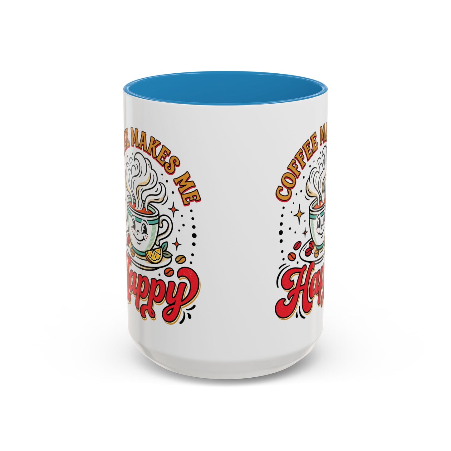Coffee Mug — "Coffee Makes Me Happy" Cute Retro Accent Mug (11/15oz)