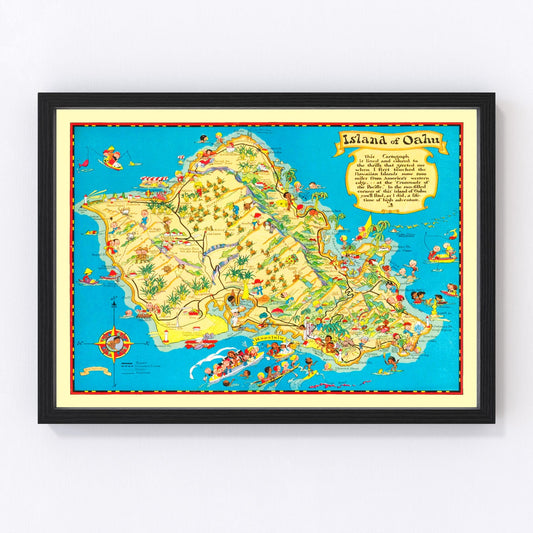 Vintage Map of Oahu, 1931