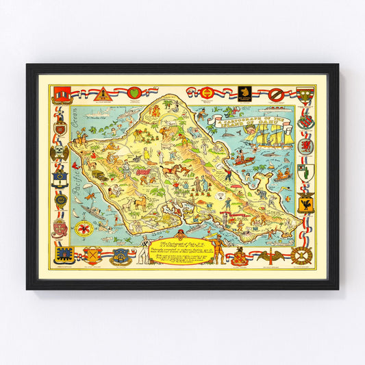 Vintage Map of Oahu, 1933