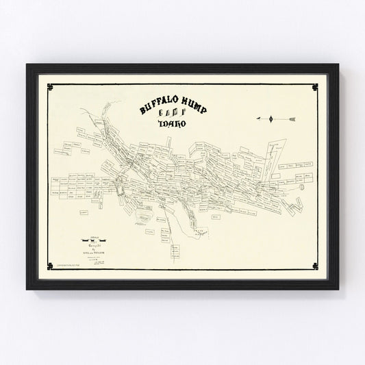 Vintage Map of Buffalo Hump Camp, 1899