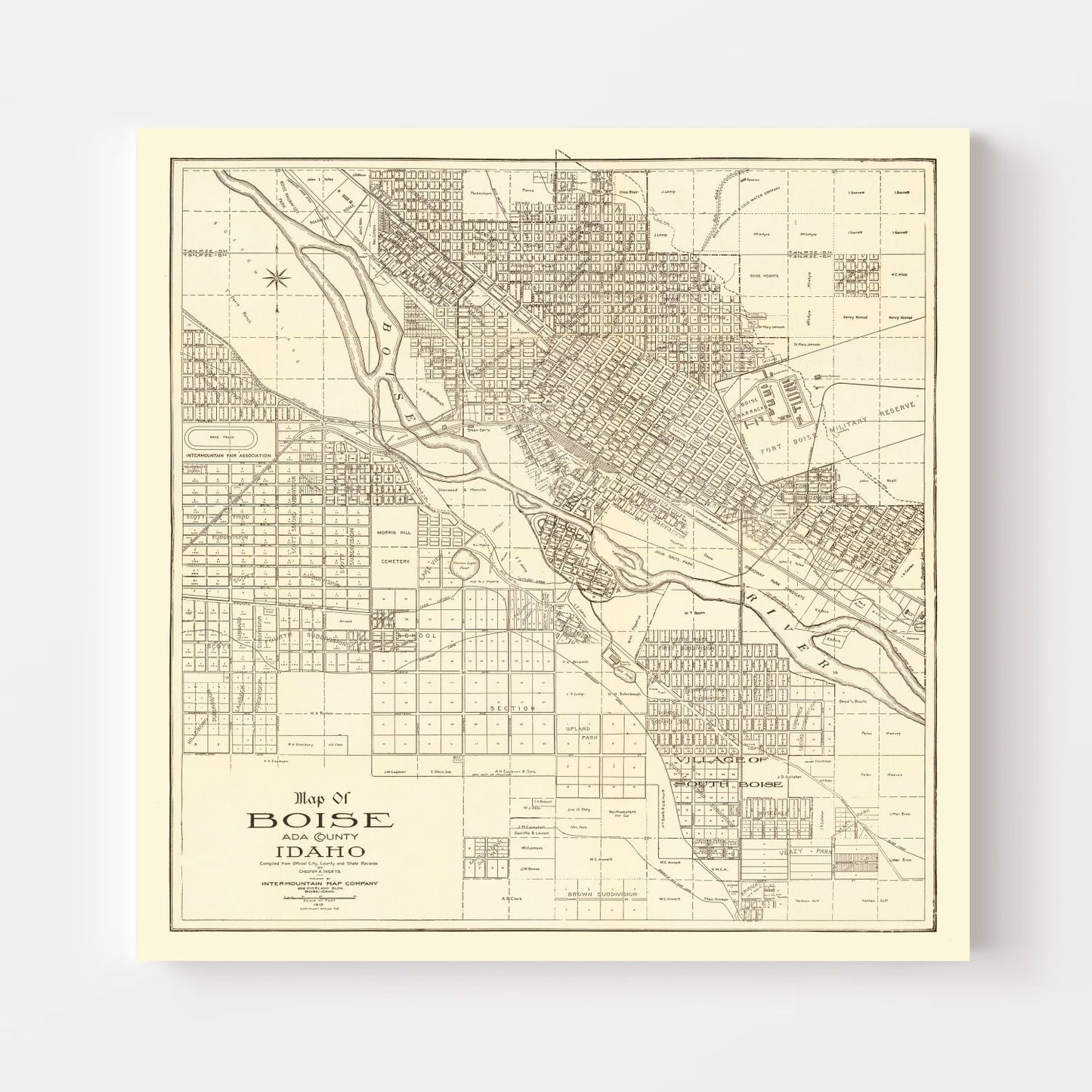 Vintage Map of Boise, Idaho 1912