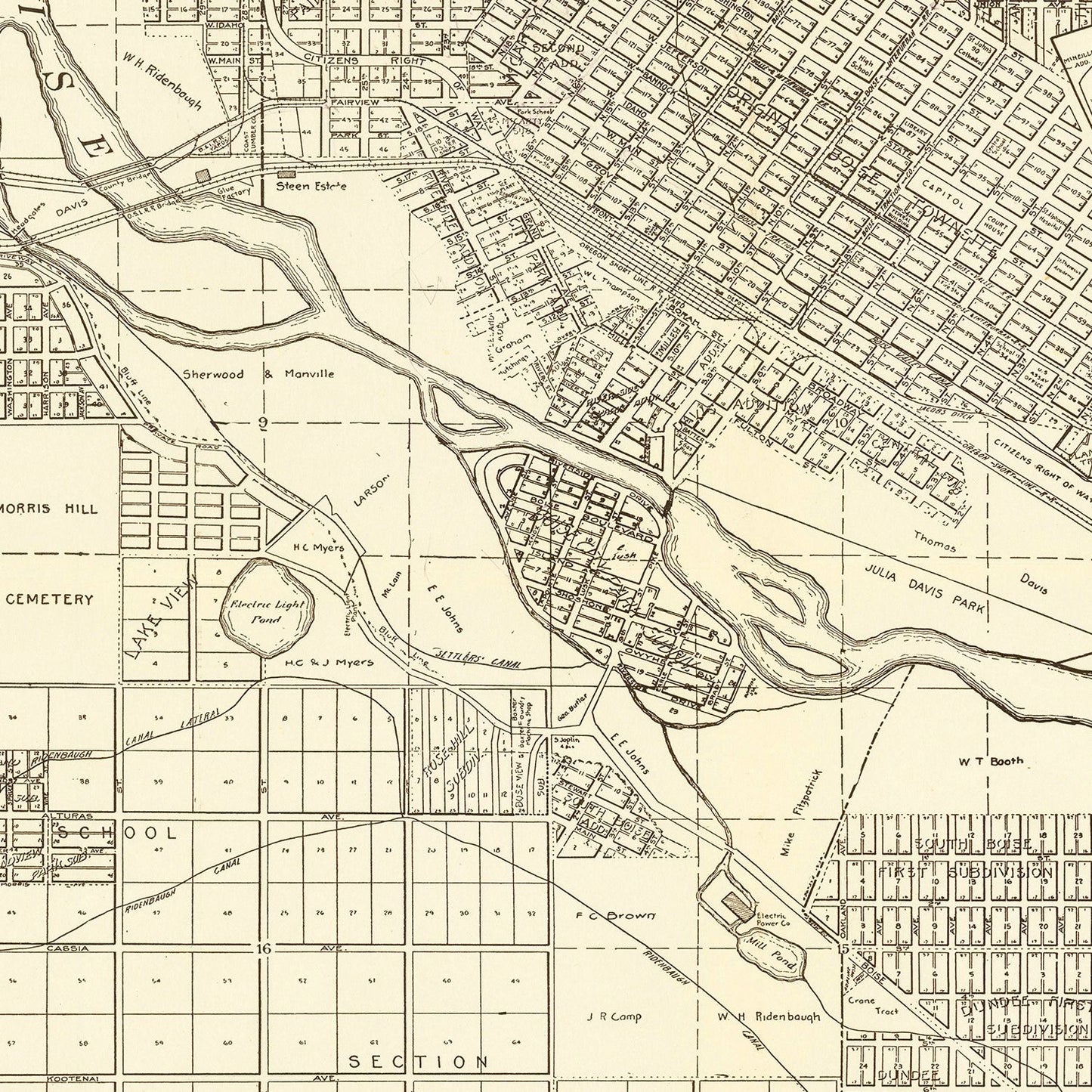 Vintage Map of Boise, Idaho 1912