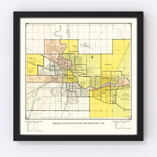 Vintage Map of South Bend, Indiana 1924