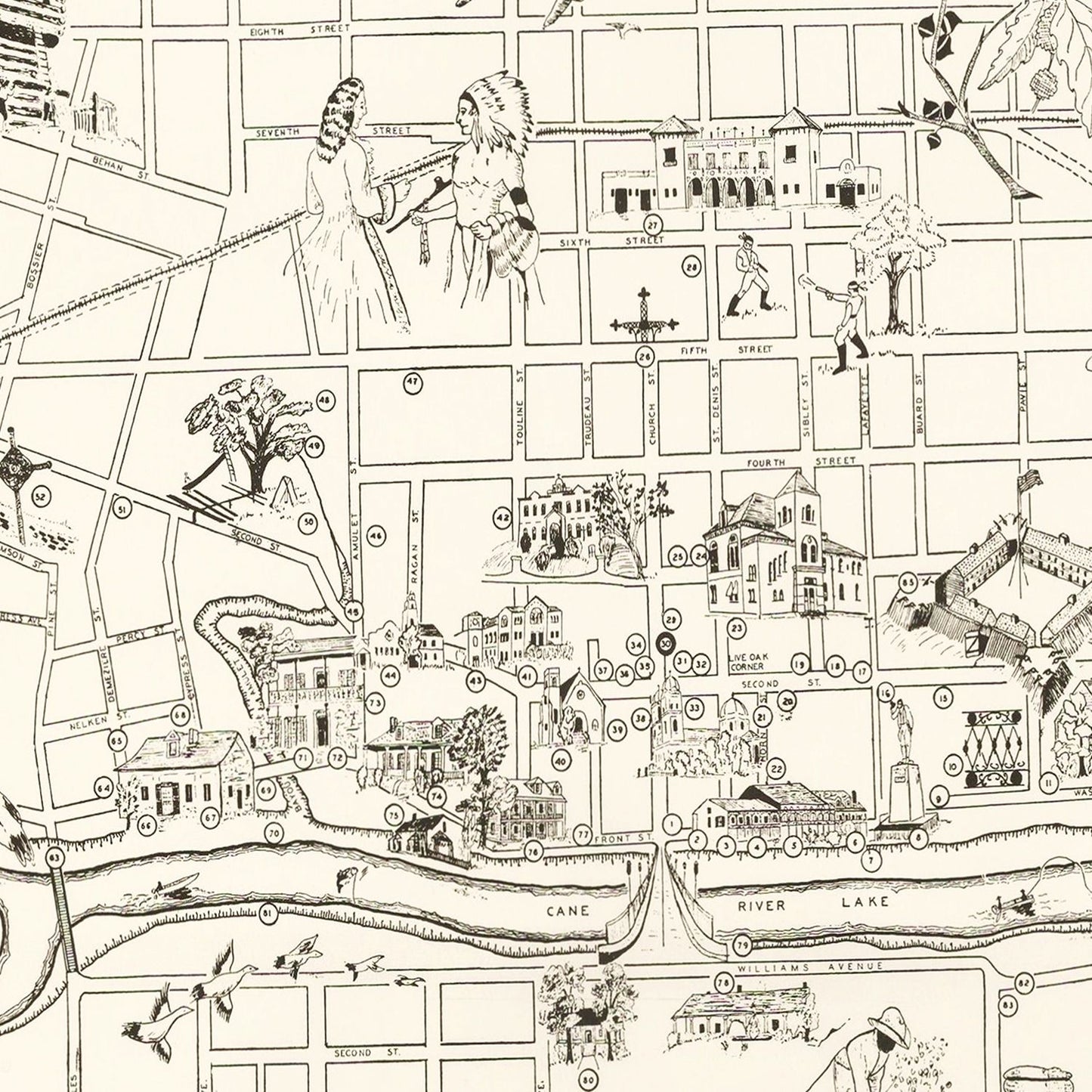 Vintage Map of Natchitoches, Louisiana 1941