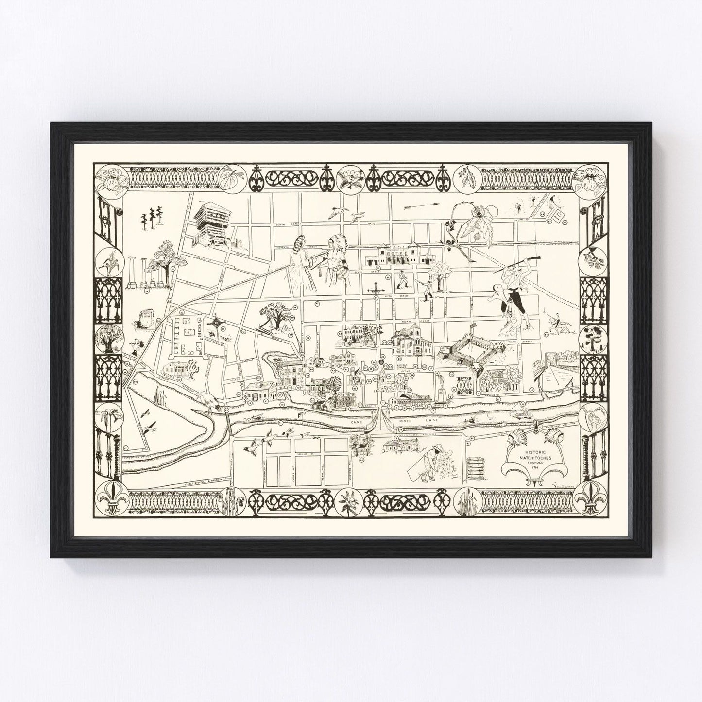 Vintage Map of Natchitoches, Louisiana 1941