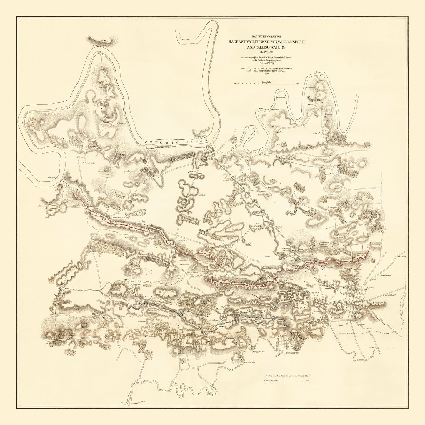 Vintage Map of Hagerstown & Funkstown, 1879