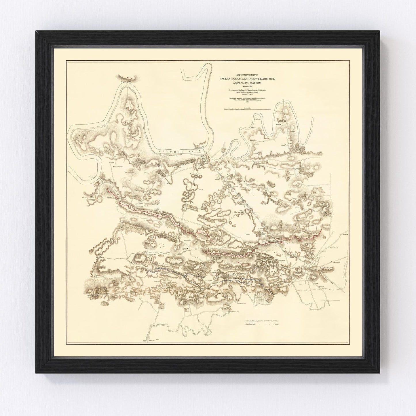 Vintage Map of Hagerstown & Funkstown, 1879