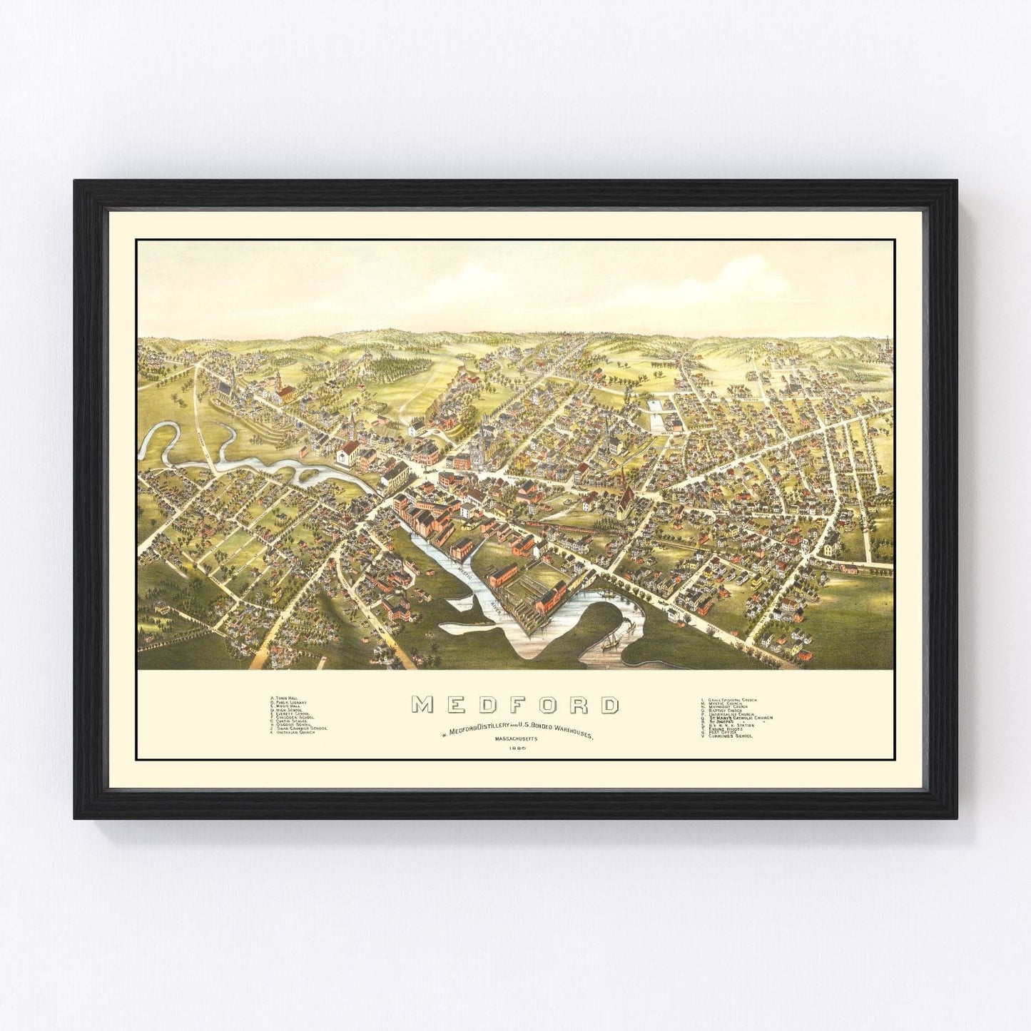 Vintage Map of Medford, Massachusetts 1880