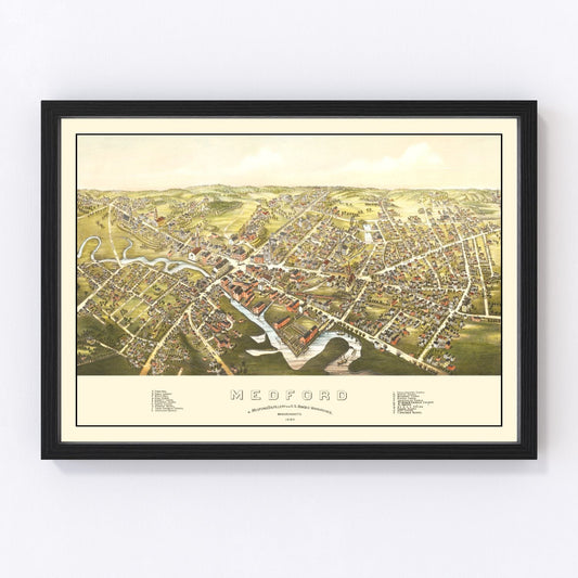 Vintage Map of Medford, Massachusetts 1880