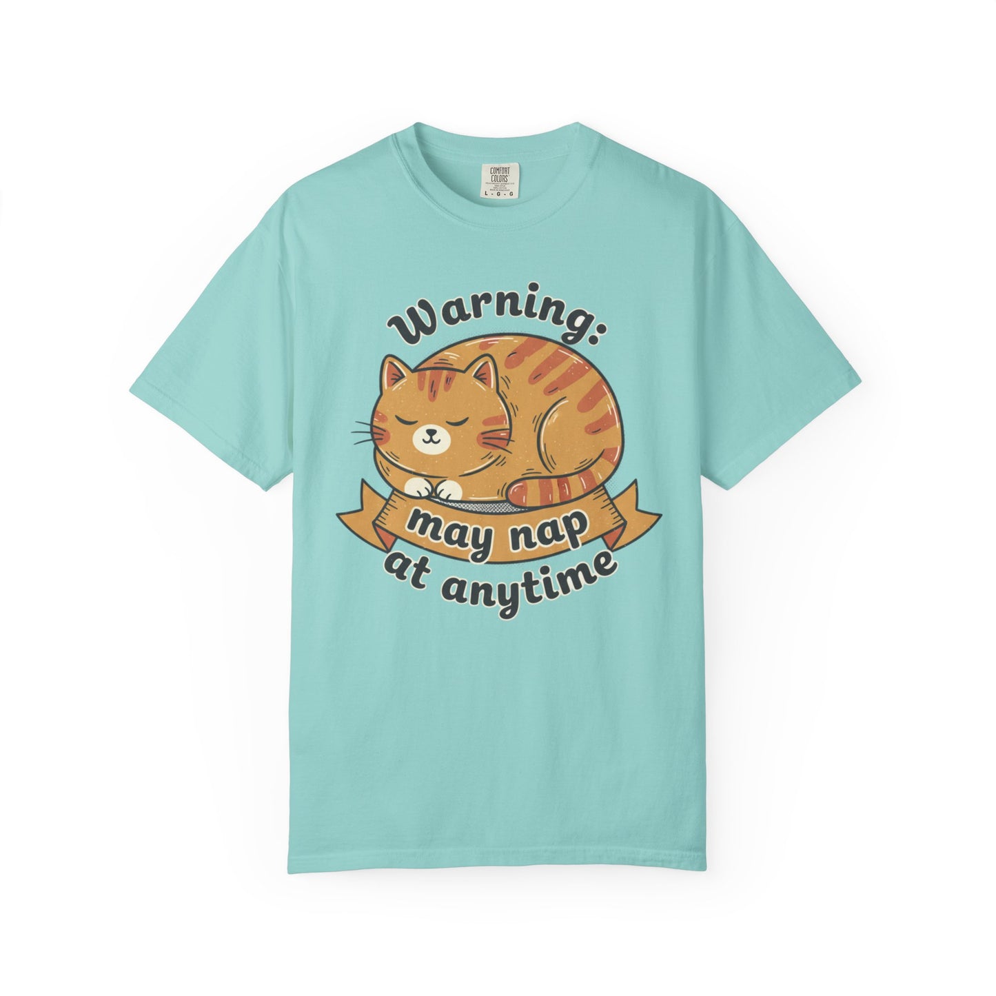 Warning may nap at anytime T-shirt | Sleeping Orange Cat