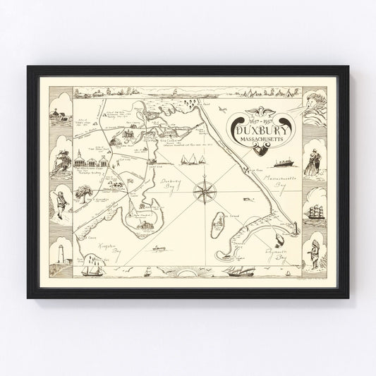 Vintage Map of Duxbury, Massachusetts 1937