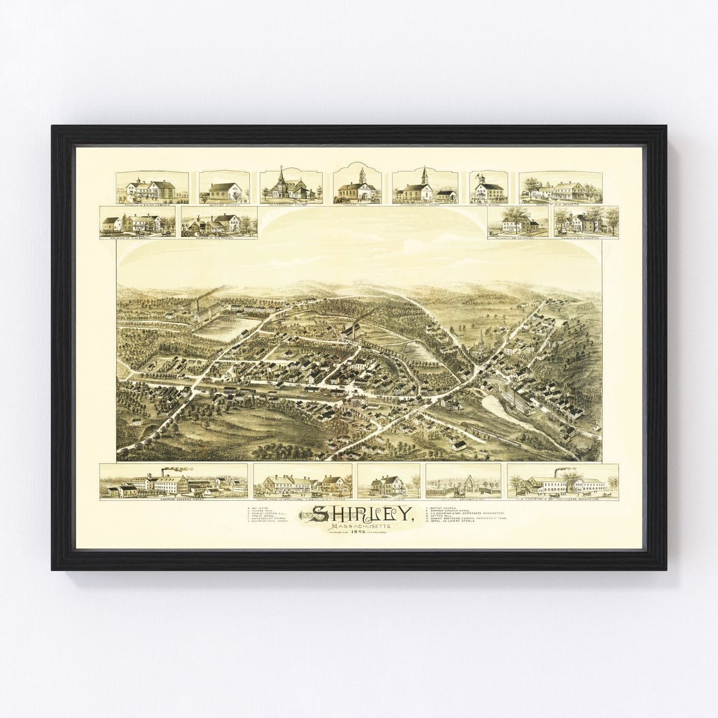 Vintage Map of Shirley, Massachusetts 1892