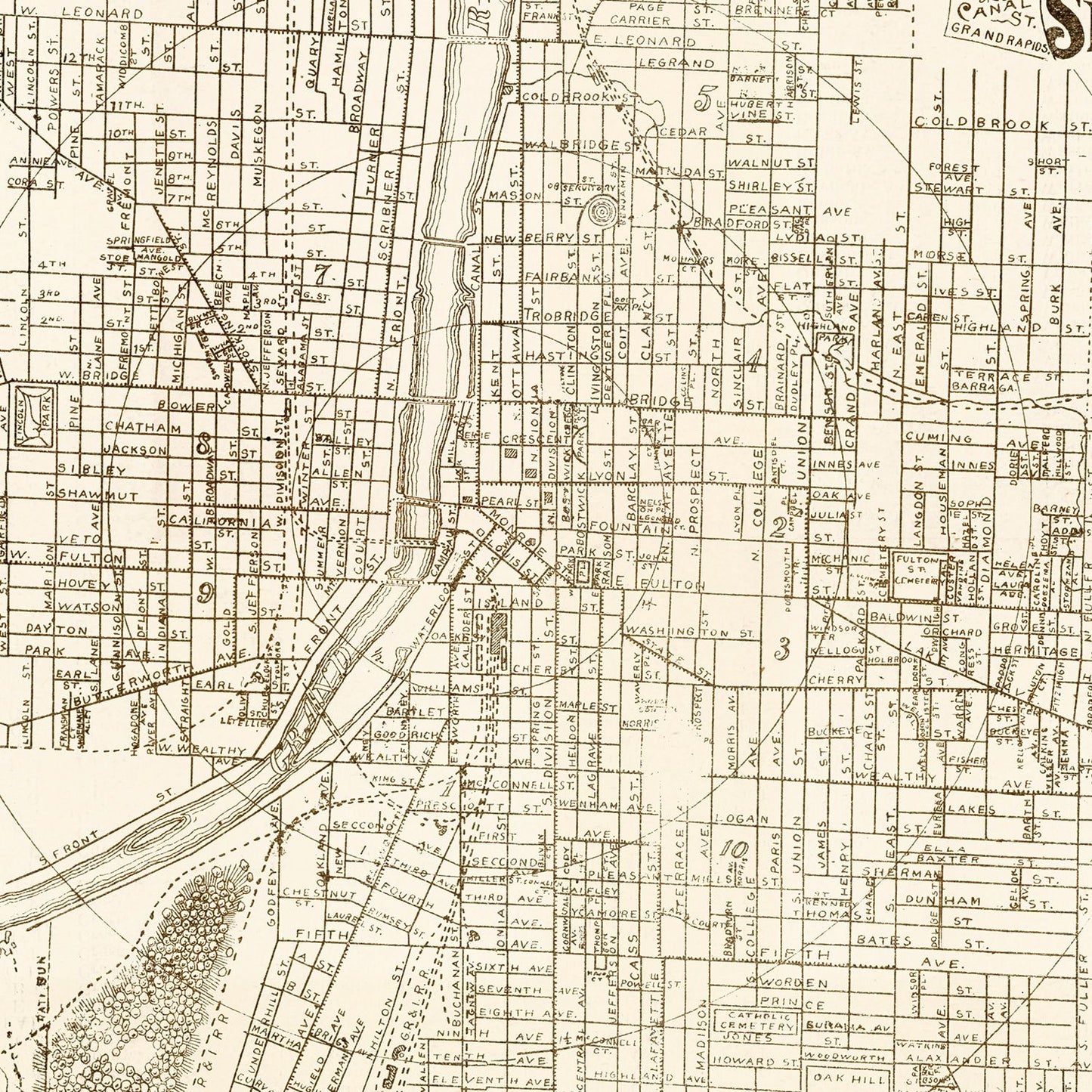 Vintage Map of Grand Rapids, Michigan 1893