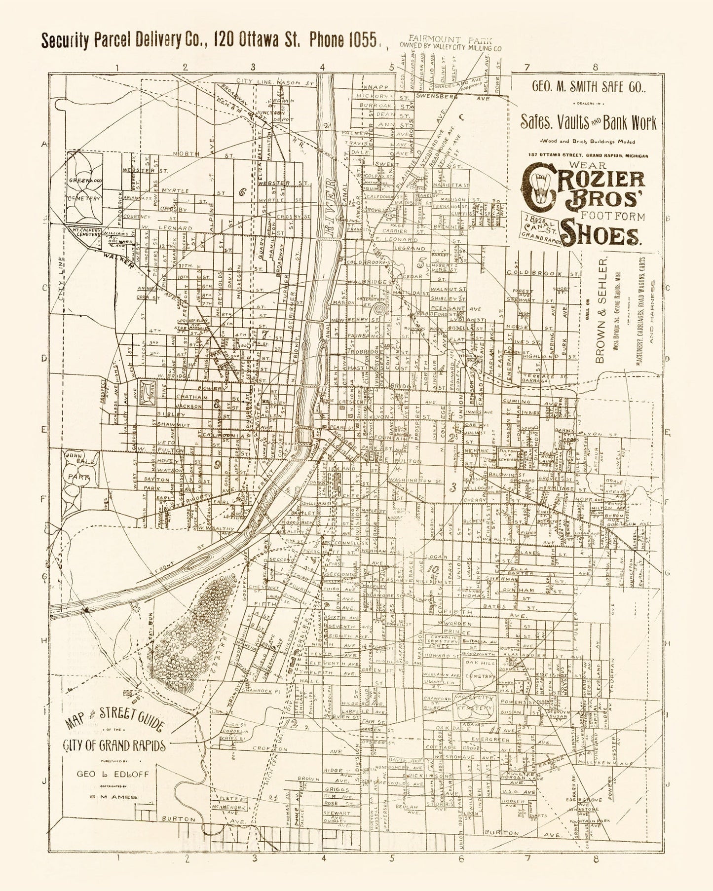 Vintage Map of Grand Rapids, Michigan 1893