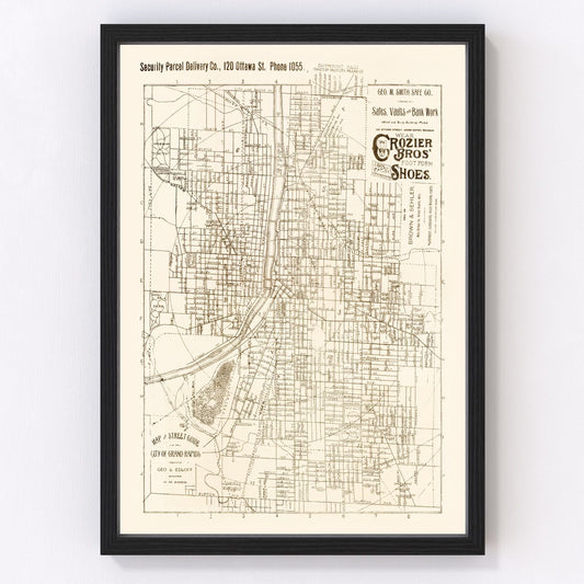 Vintage Map of Grand Rapids, Michigan 1893