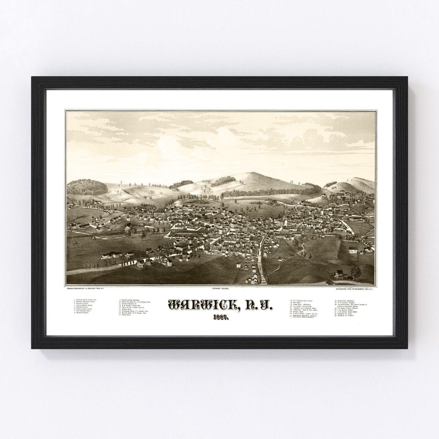 Vintage Map of Warwick, New York 1887