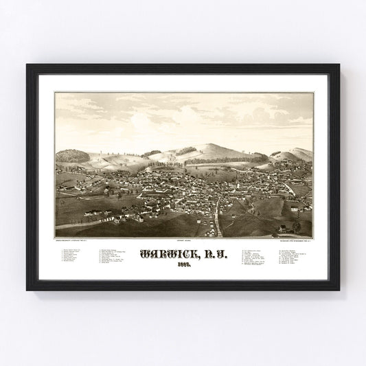 Vintage Map of Warwick, New York 1887