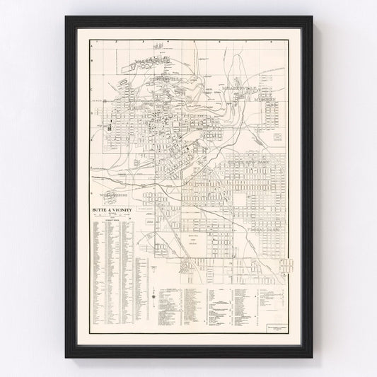 Vintage Map of Butte, Montana 1939