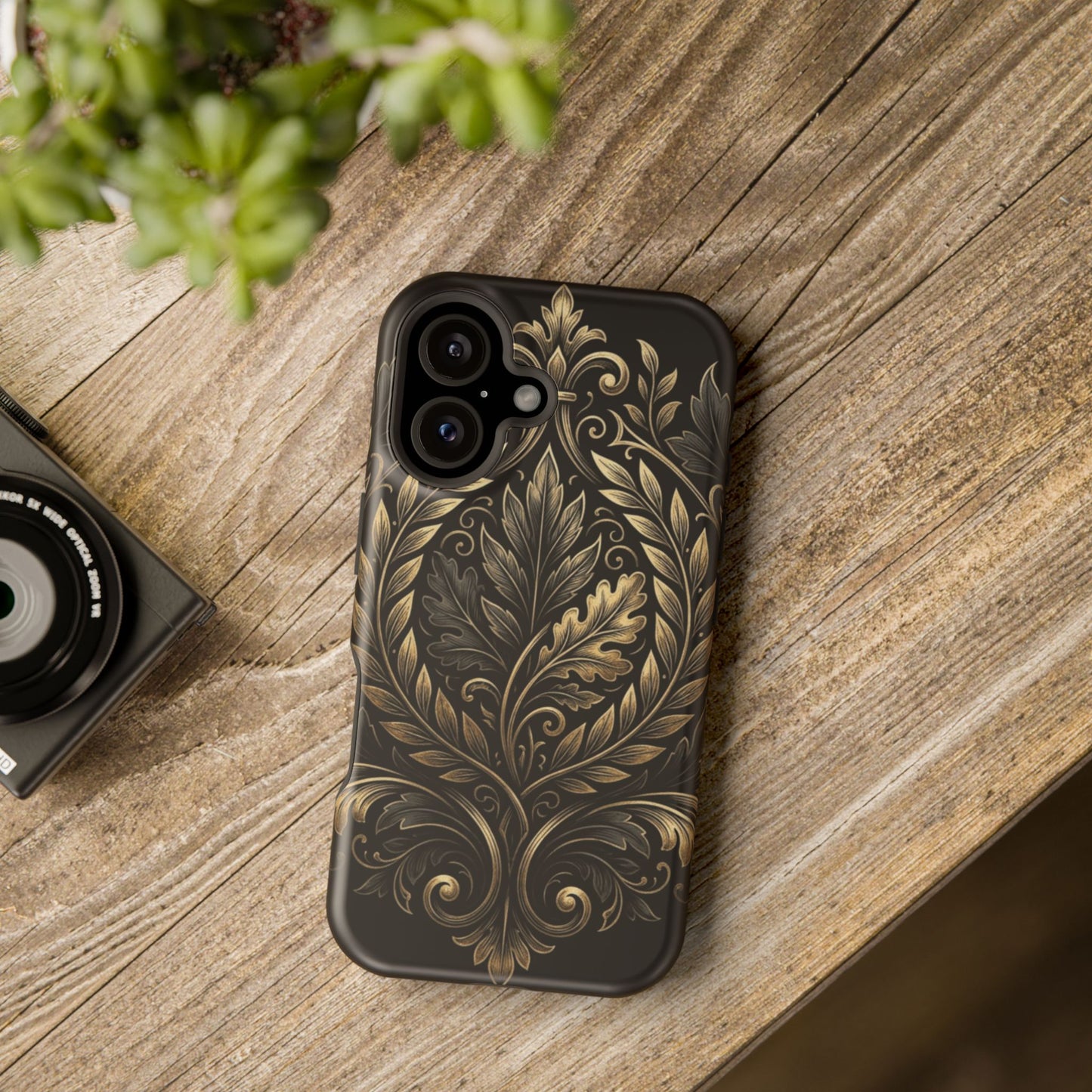 Baroque Gold Leaf Phone Case — Impact-Resistant Protective Cover
