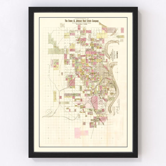 Vintage Map of Omaha, Nebraska 1887
