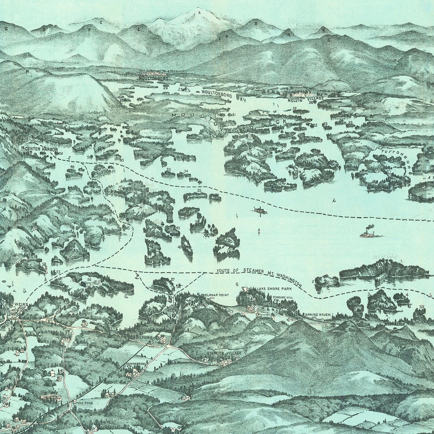 Vintage Map of Lake Winnipesaukee, 1903