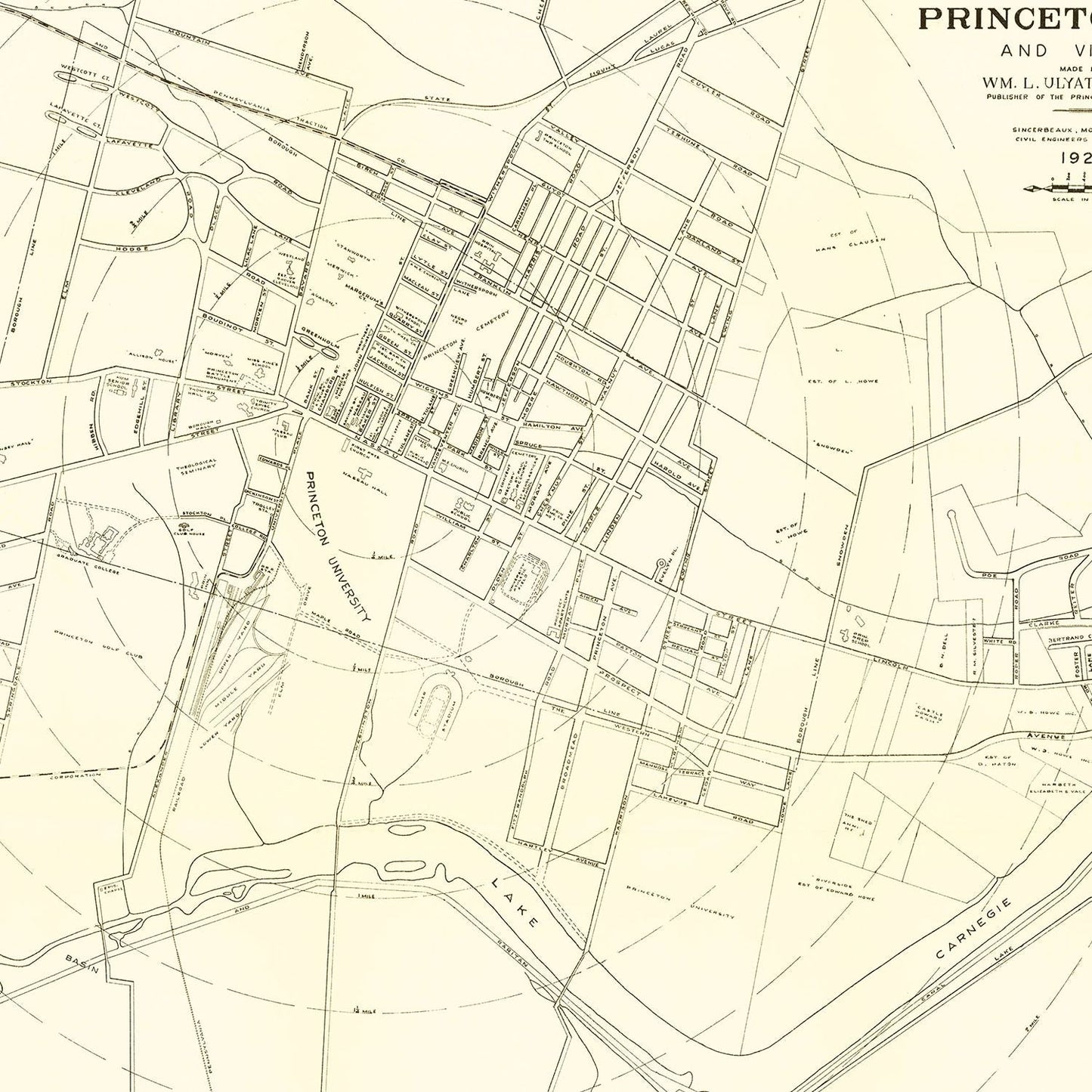 Vintage Map of Princeton, New Jersey 1926