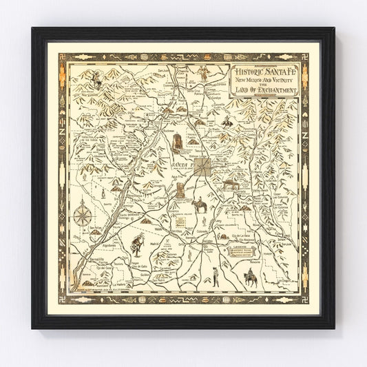 Vintage Map of Santa Fe, New Mexico 1932