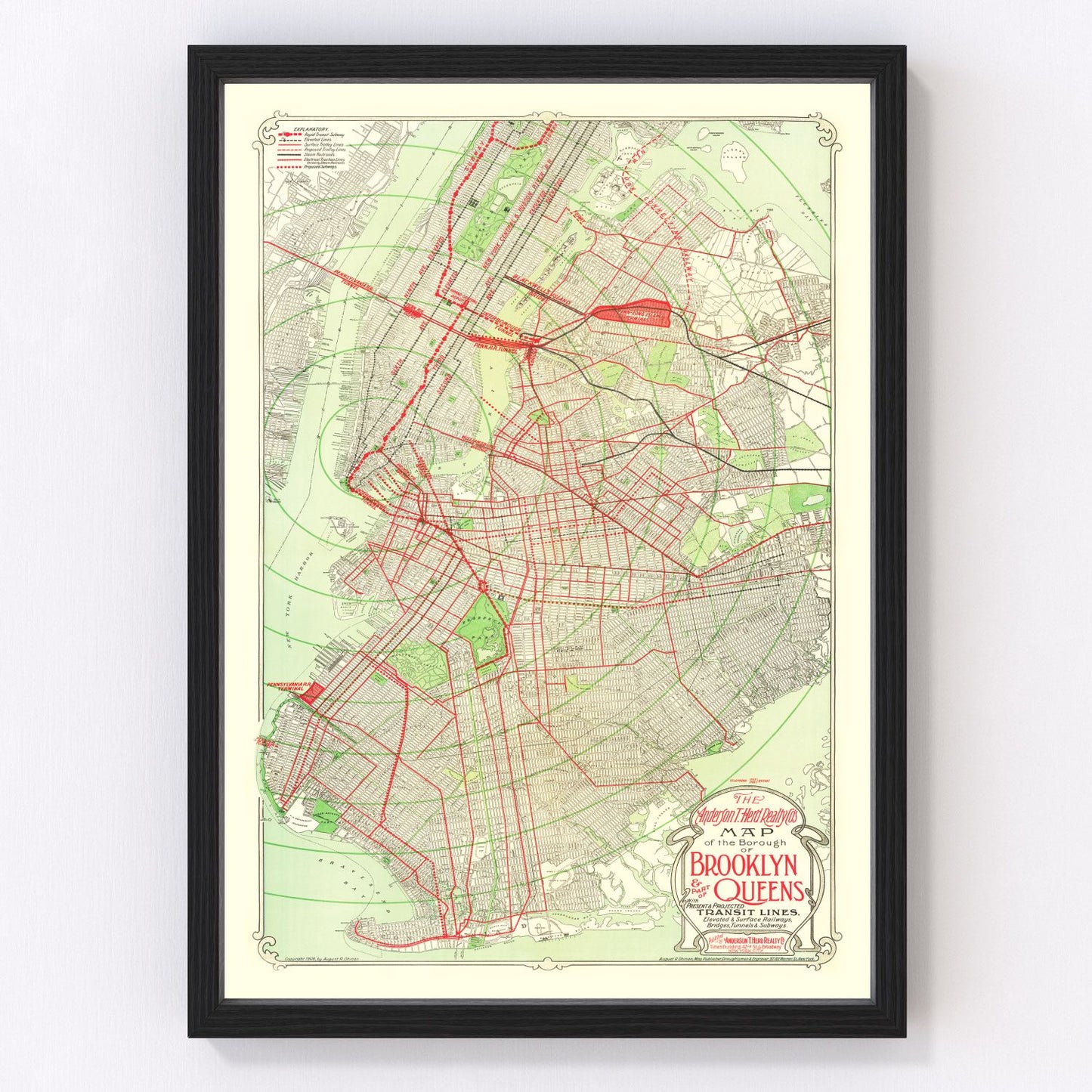 Vintage Map of Brooklyn, New York 1906