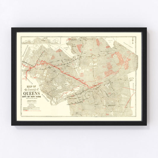 Vintage Map of Queens, New York 1937