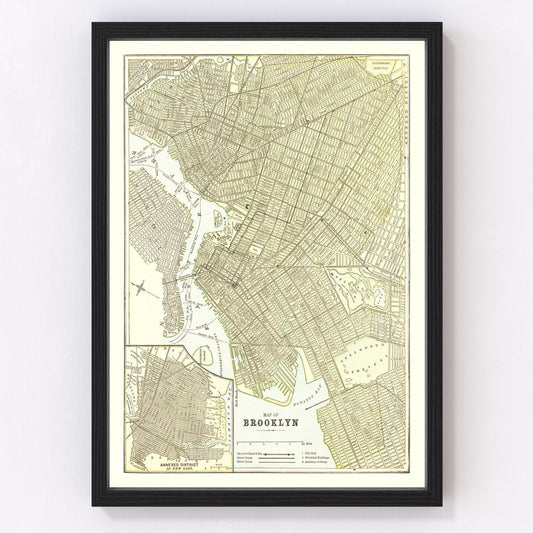 Vintage Map of Brooklyn, New York 1890