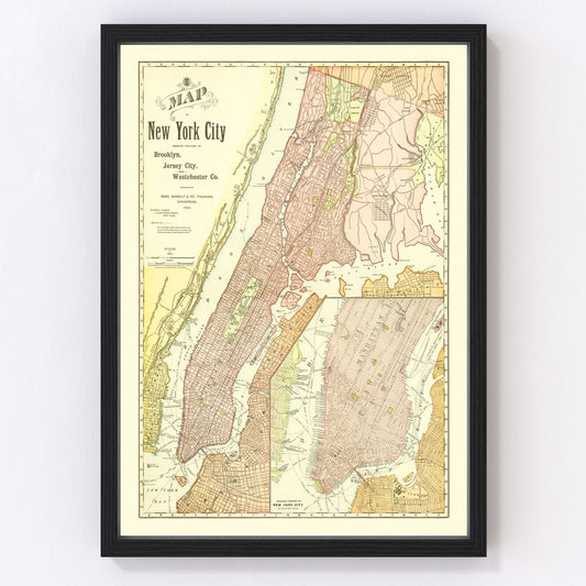 Vintage Map of Brooklyn, New York 1896