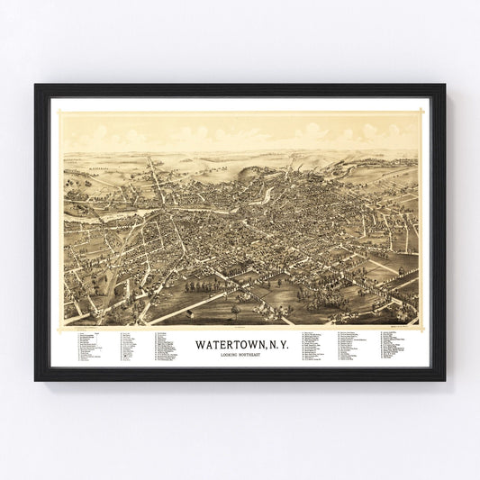Vintage Map of Watertown, New York 1891