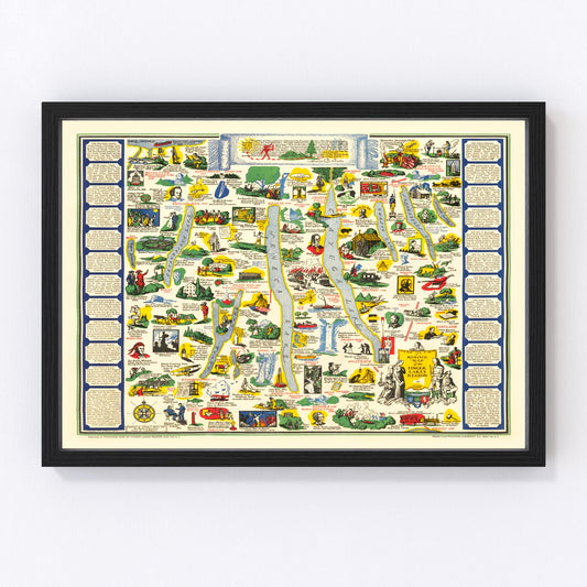 Vintage Map of Finger Lakes, 1934