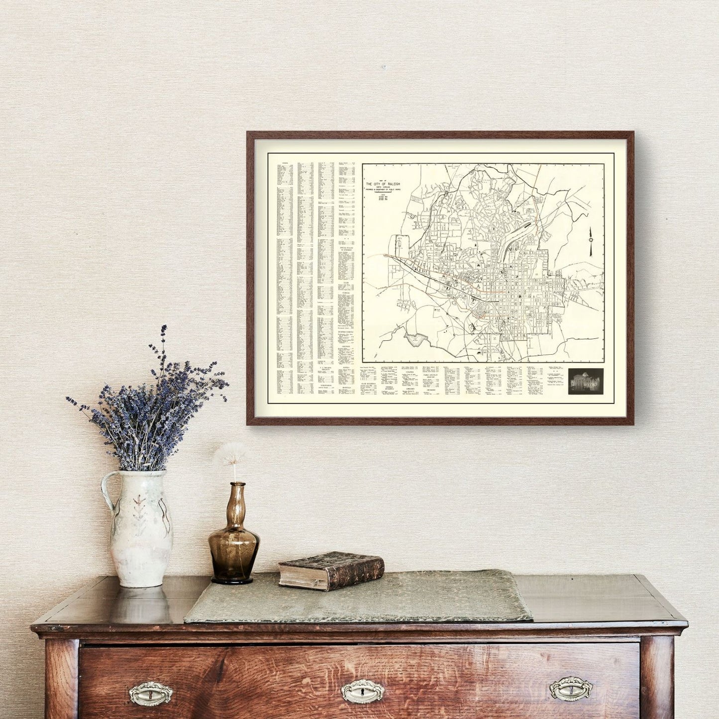Vintage Map of Raleigh, North Carolina 1948