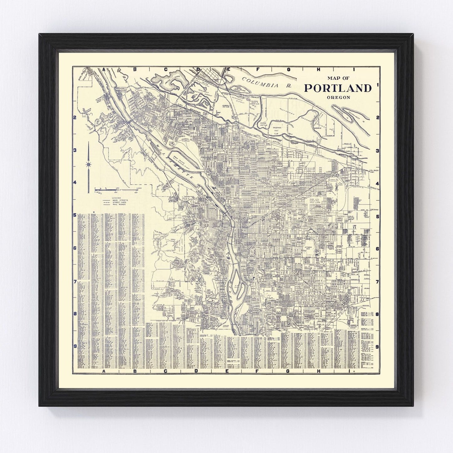 Vintage Map of Portland, Oregon 1920