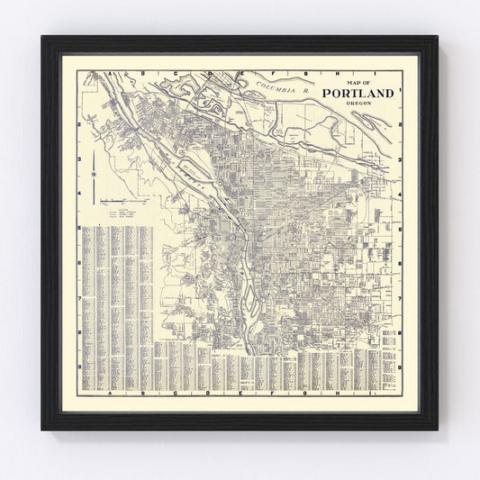 Vintage Map of Portland, Oregon 1920