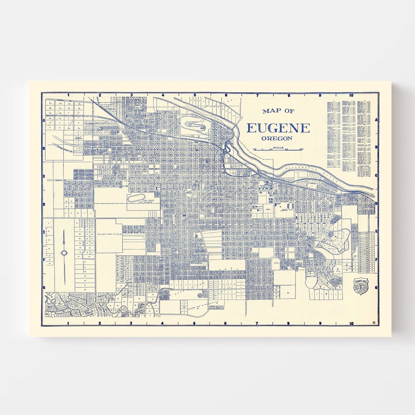 Vintage Map of Eugene, Oregon 1920
