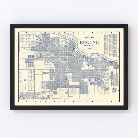 Vintage Map of Eugene, Oregon 1920