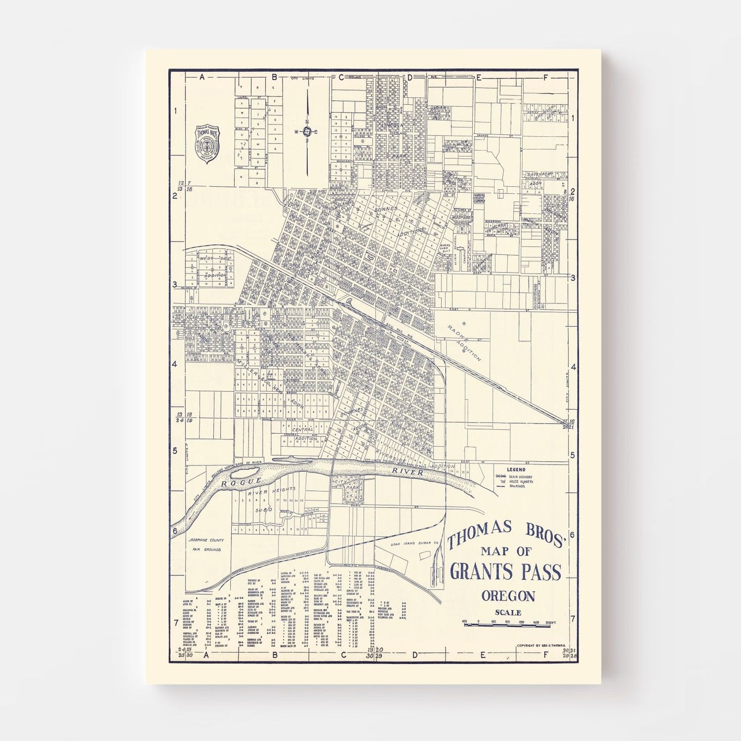 Vintage Map of Grant's Pass, Oregon 1920
