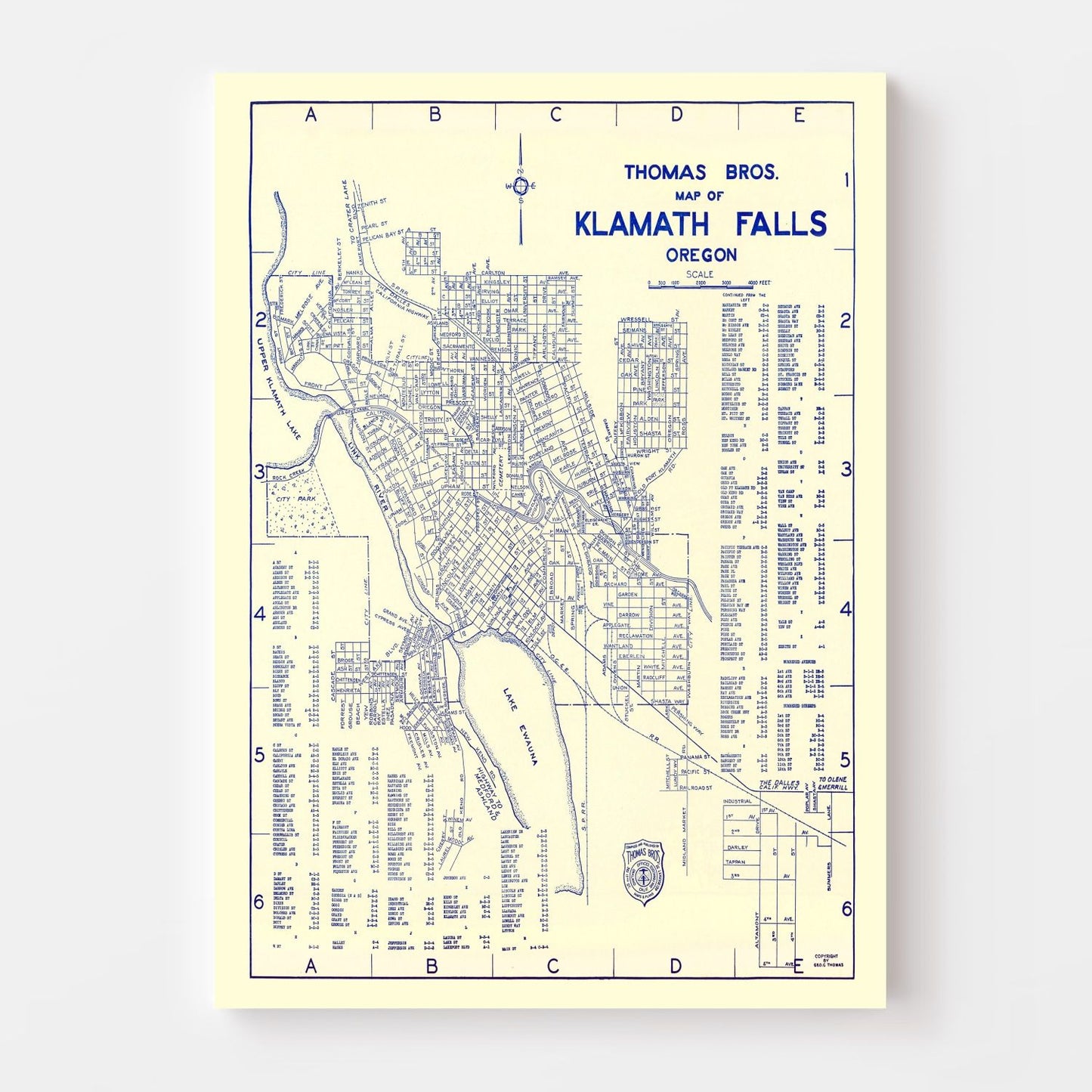 Vintage Map of Klamath Falls, Oregon 1920