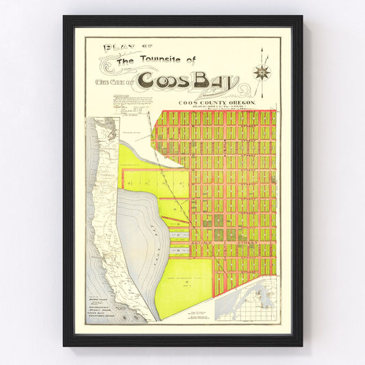 Vintage Map of Coos Bay, Oregon 1906