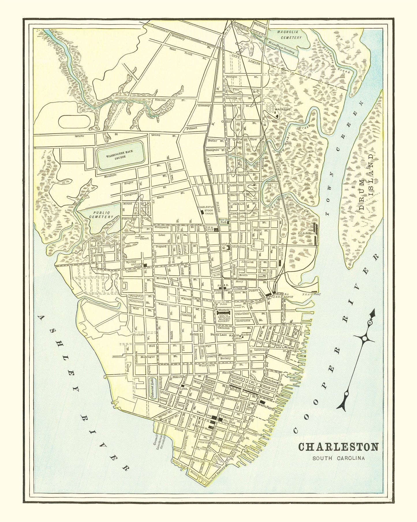 Vintage Map of Charleston, South Carolina 1895