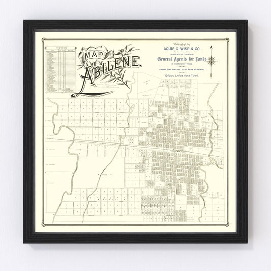Vintage Map of Abilene, Texas 1885