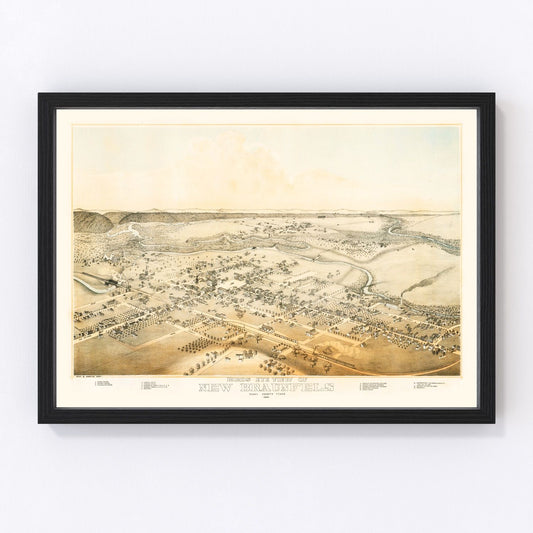 Vintage Map of New Braunfels, Texas 1881