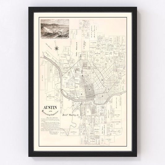 Vintage Map of Austin, Texas 1891